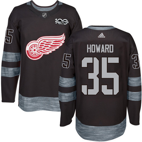 Adidas Red Wings #35 Jimmy Howard Black 1917-100th Anniversary Stitched NHL Jersey